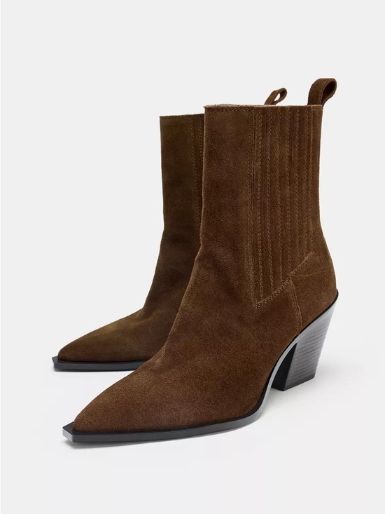 Zara Shoes - Zara Brown Suede Pointed-Toe Ankle Booties